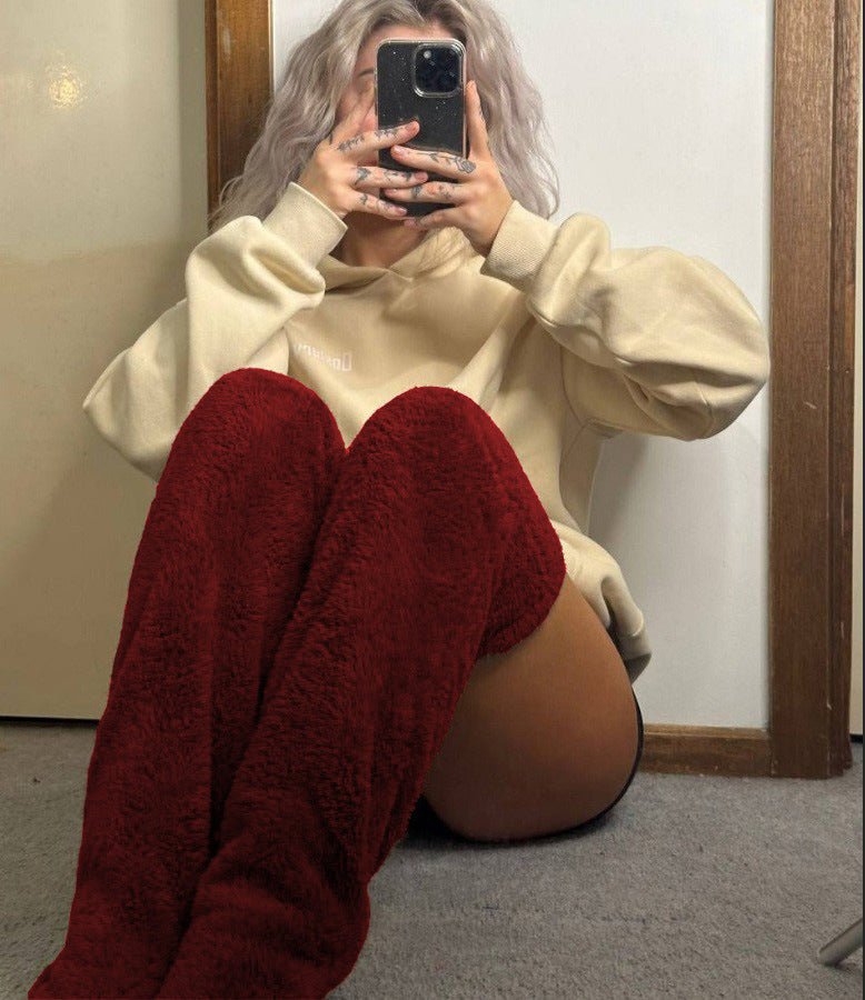Cotton Fuzzy Over-Knee Socks