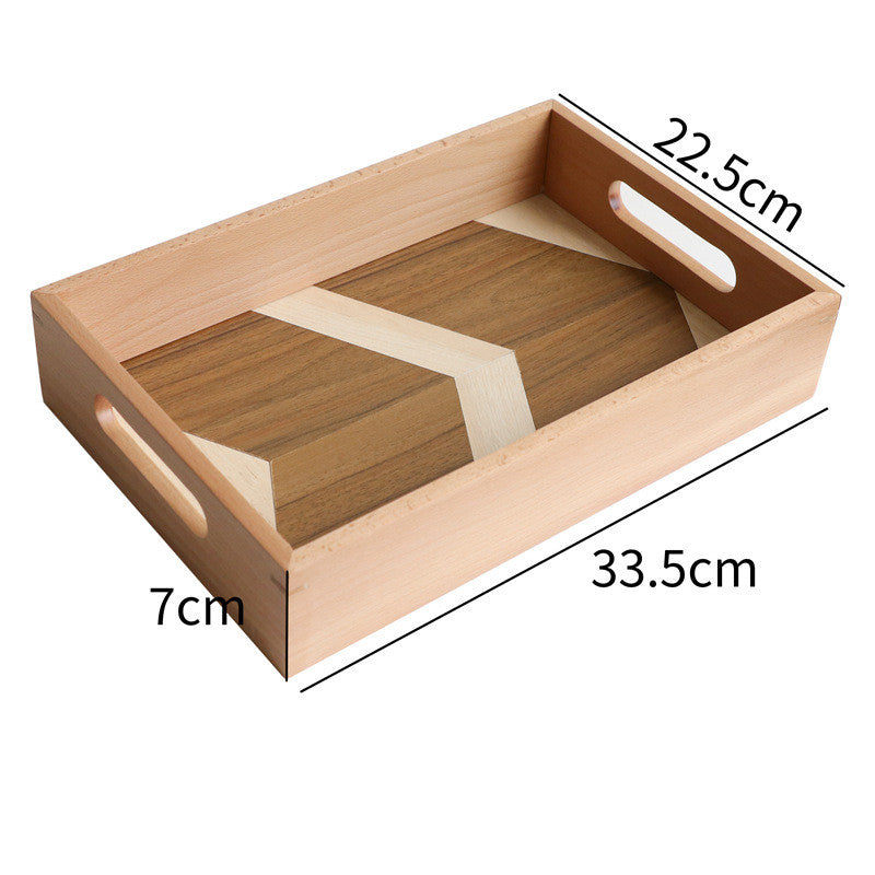 Natural Wood Cake Serving Tray, Deep tray with handles (22.5 × 33.5 × 7 cm)
