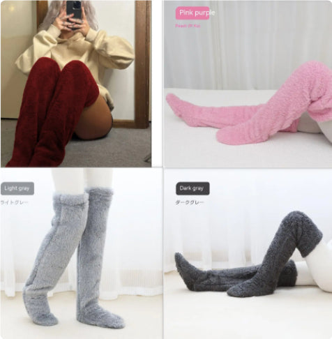 Cotton Fuzzy Over-Knee Socks