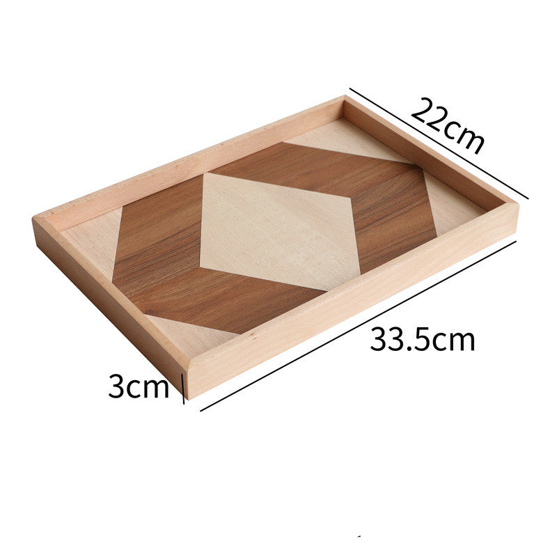 Natural Wood Cake Serving Tray, Flat rectangle (33.5 × 22 × 3 cm)