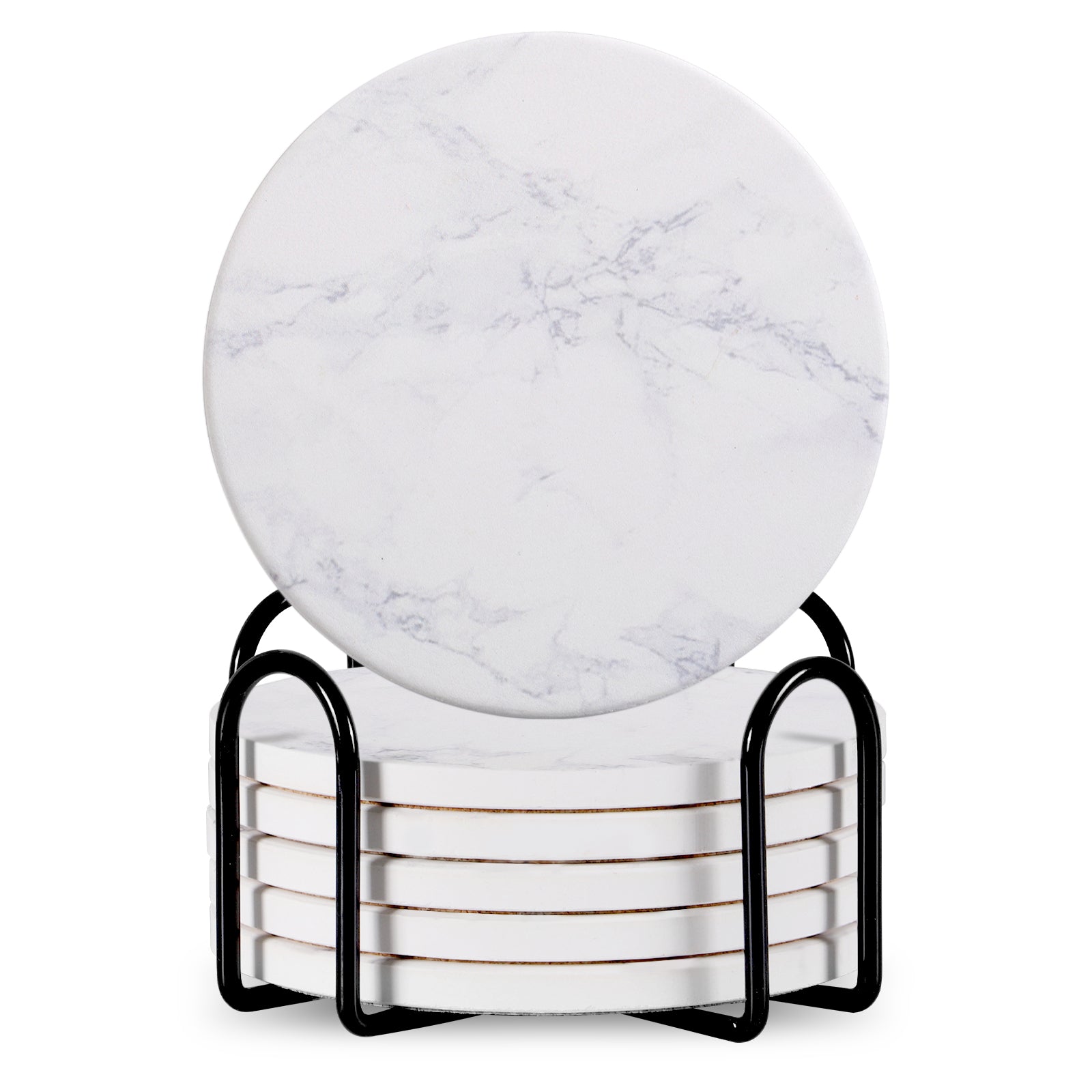 Ceramic Coaster Set of 6 with Metal Stand