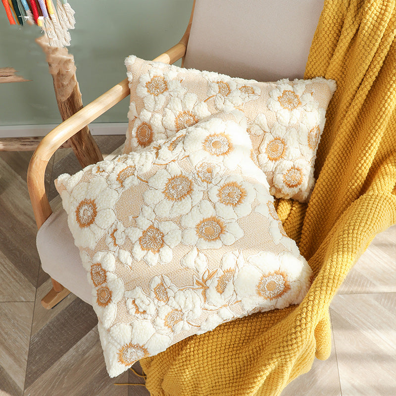 Sunflower Cotton Throw Pillow Cover