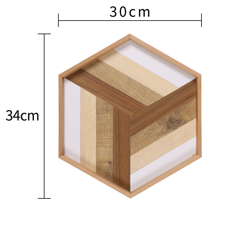 Natural Wood Cake Serving Tray, Hexagon (30 × 34 × 4 cm)