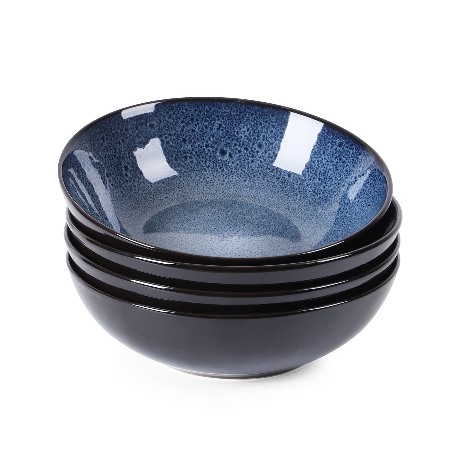 Peacock Blue Ceramic Bowls, Set of 4, 30oz