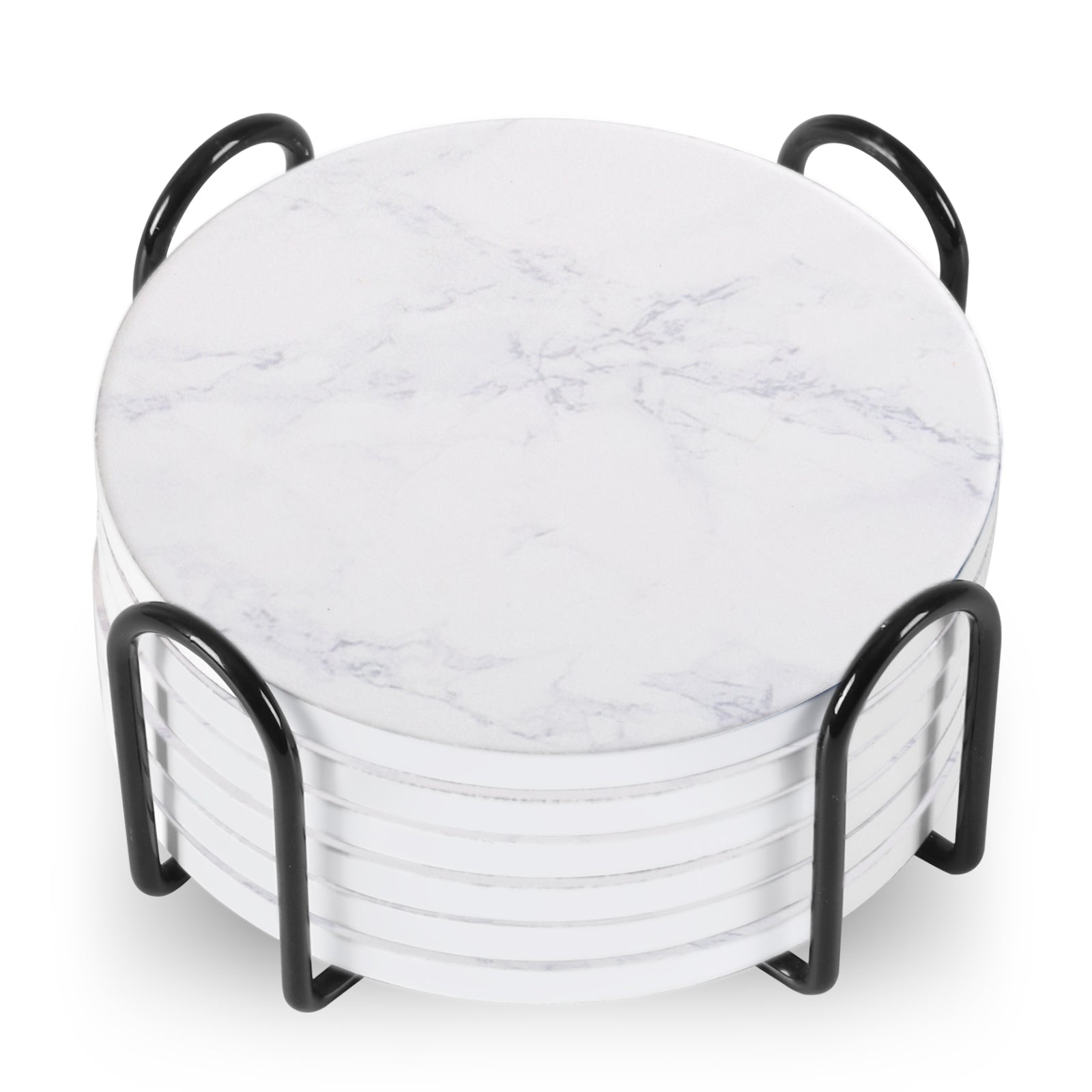 Ceramic Coaster Set of 6 with Metal Stand