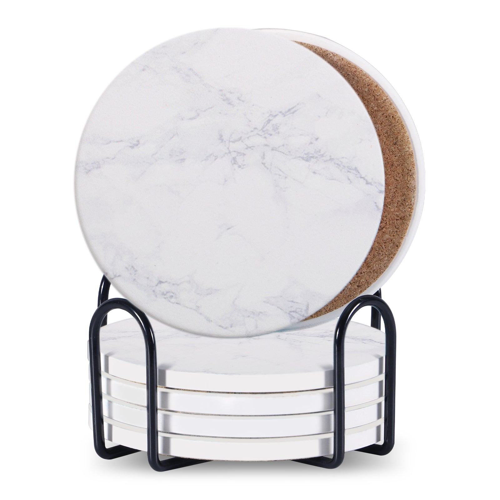 Ceramic Coaster Set of 6 with Metal Stand