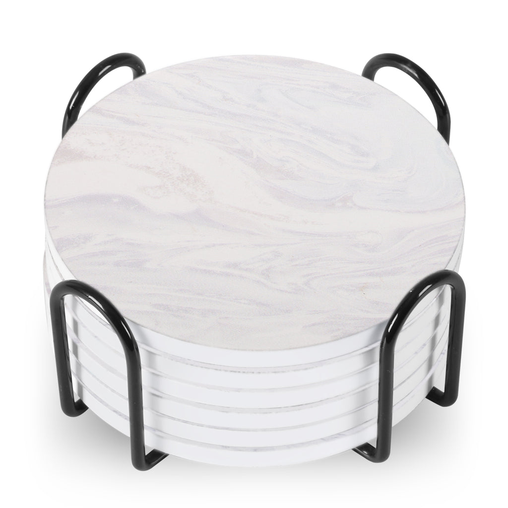 Ceramic Coaster Set of 6 with Metal Stand