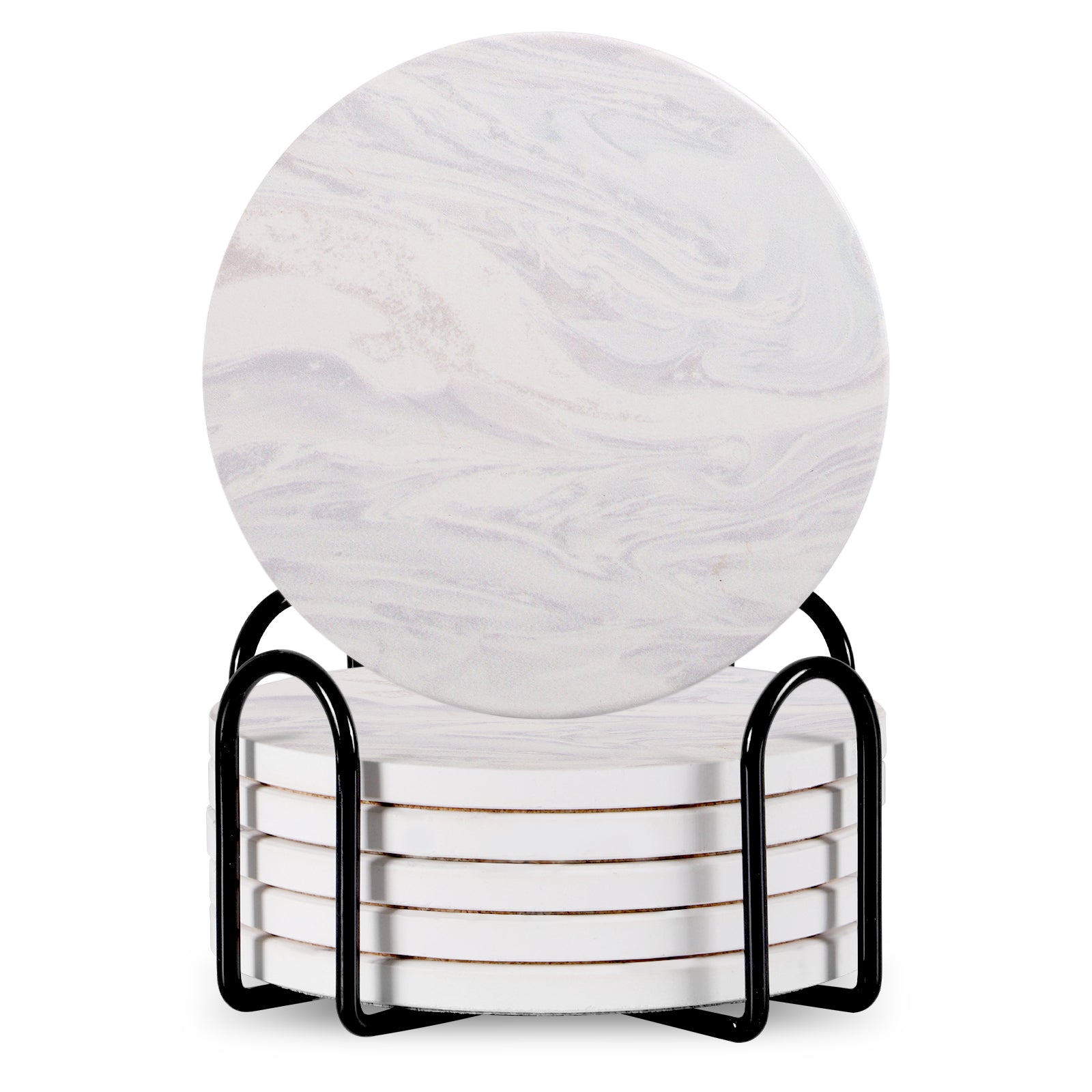 Ceramic Coaster Set of 6 with Metal Stand